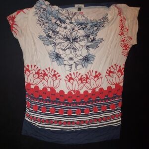 Missnash Multicolor Floral Short Sleeve Top